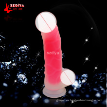 El consolador del silicón del pene del producto adulto del juguete del sexo para la hembra (DYAST395B)